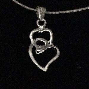 Sterling silver double heart necklace